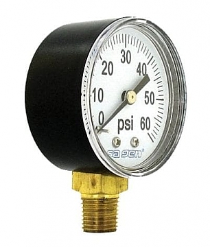 Pressure Gauge - 60 psi, Black Plastic Casing